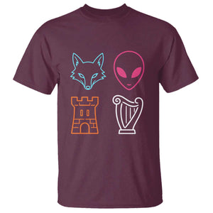 Fox Alien Castle Harp Retro T Shirt San Antonio Texas Sports TS11 Maroon Print Your Wear