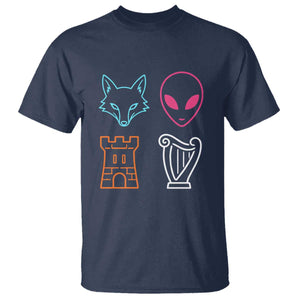 Fox Alien Castle Harp Retro T Shirt San Antonio Texas Sports TS11 Navy Print Your Wear