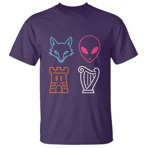 Fox Alien Castle Harp Retro T Shirt San Antonio Texas Sports TS11 Purple Print Your Wear
