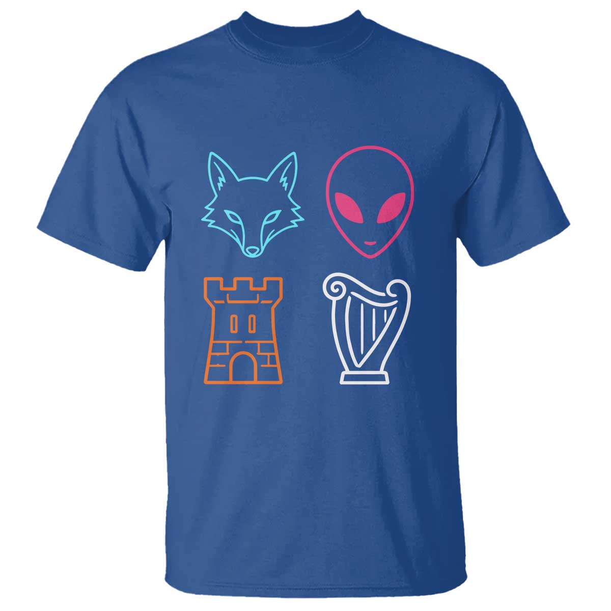 Fox Alien Castle Harp Retro T Shirt San Antonio Texas Sports TS11 Royal Blue Print Your Wear
