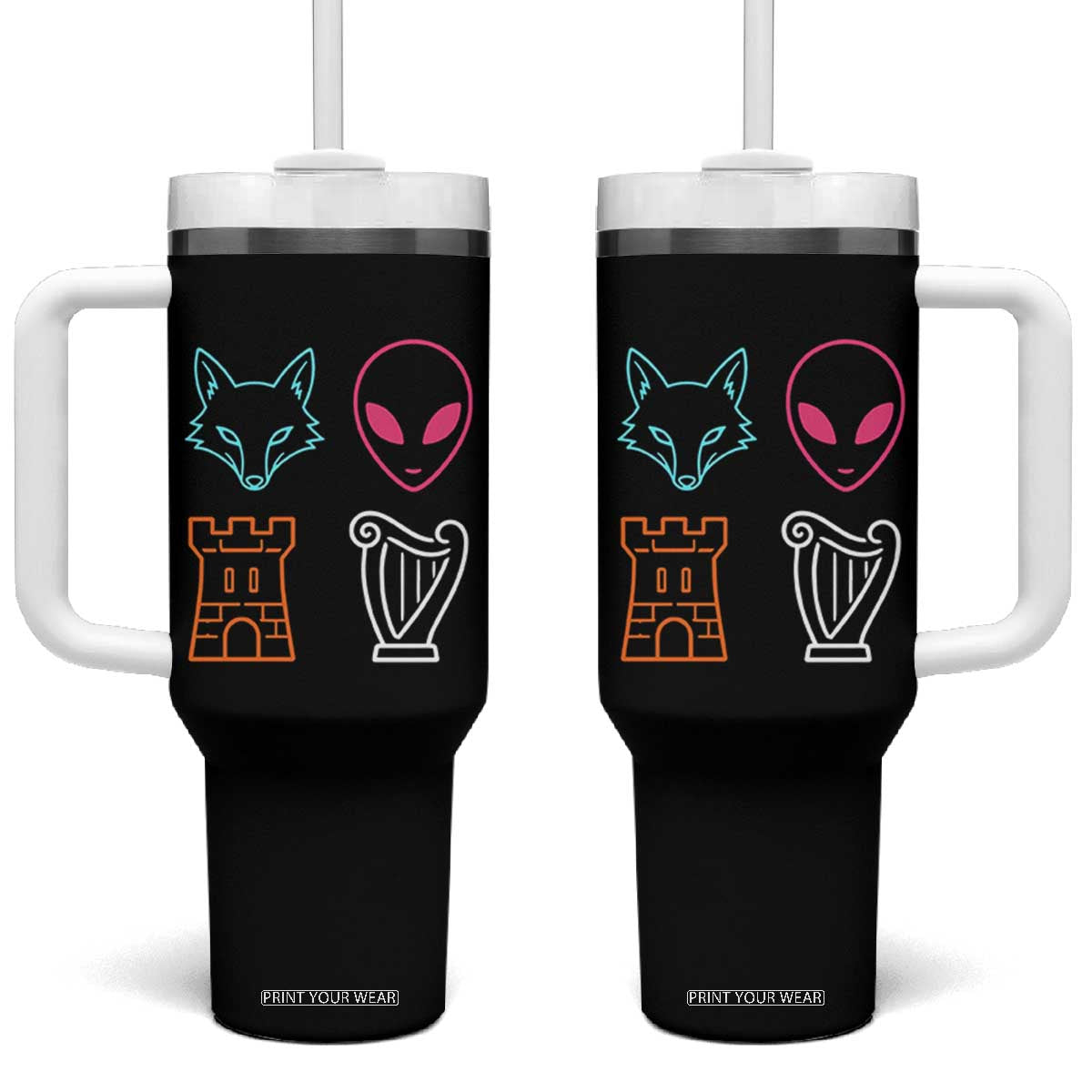 Fox Alien Castle Harp Retro Tumbler With Handle San Antonio Texas Sports TS11 One Size: 40 oz Black Print Your Wear