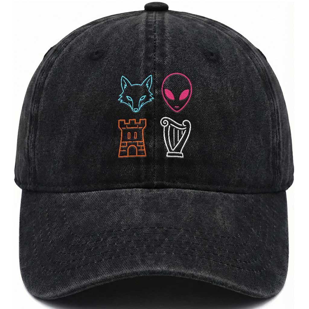 Fox Alien Castle Harp Retro Washed Cotton Baseball Cap San Antonio Texas Sports TS11 Print Your Wear