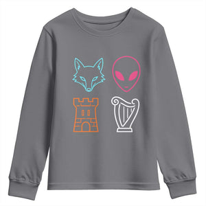 Fox Alien Castle Harp Retro Youth Sweatshirt San Antonio Texas Sports TS11 Charcoal Print Your Wear
