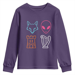 Fox Alien Castle Harp Retro Youth Sweatshirt San Antonio Texas Sports TS11 Purple Print Your Wear