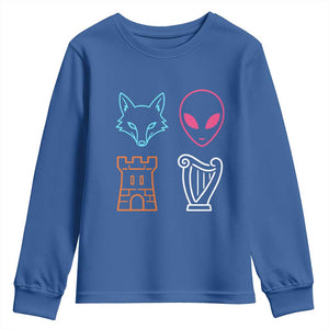 Fox Alien Castle Harp Retro Youth Sweatshirt San Antonio Texas Sports TS11 Royal Blue Print Your Wear