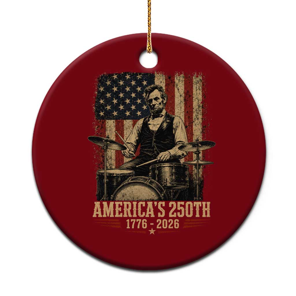 America's 250th Abraham Lincoln Playing Guitar 1776 2026 Ceramic Ornament Funny Electric Guitar Player TS11 1pc Red Print Your Wear