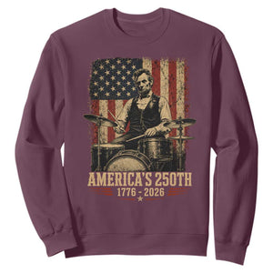 America's 250th Abraham Lincoln Playing Guitar 1776 2026 Sweatshirt Funny Electric Guitar Player TS11 Maroon Print Your Wear