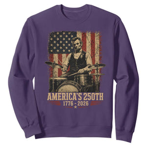America's 250th Abraham Lincoln Playing Guitar 1776 2026 Sweatshirt Funny Electric Guitar Player TS11 Purple Print Your Wear
