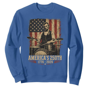 America's 250th Abraham Lincoln Playing Guitar 1776 2026 Sweatshirt Funny Electric Guitar Player TS11 Royal Blue Print Your Wear