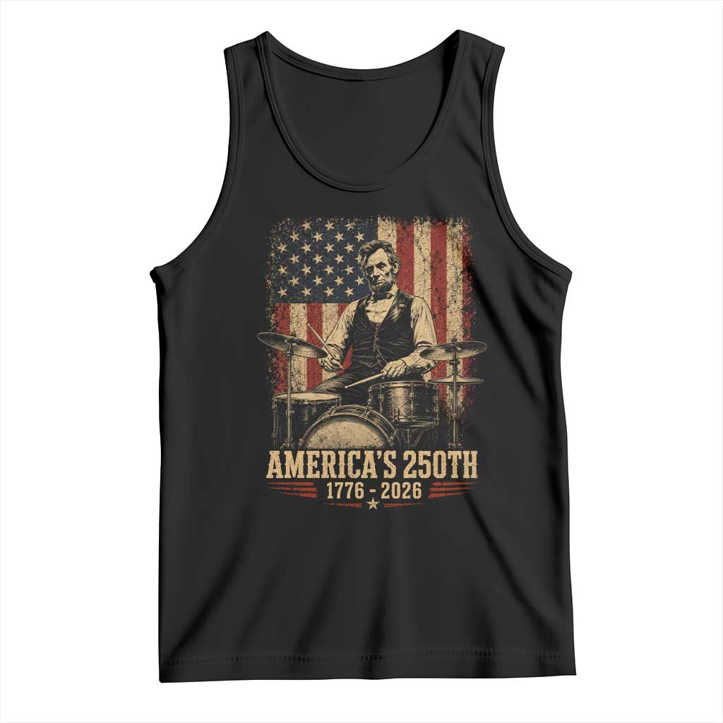 America's 250th Abraham Lincoln Playing Guitar 1776 2026 Tank Top Funny Electric Guitar Player TS11 Black Print Your Wear