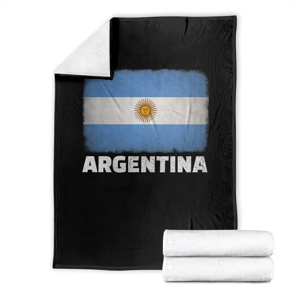 Vintage Argentina Flag Sun of May Argentinian Souvenir Throw Blanket TS11 Black Print Your Wear