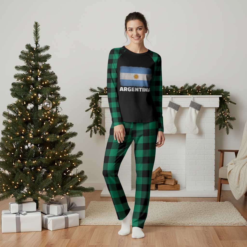Vintage Argentina Flag Sun of May Argentinian Souvenir Plaid Pajama Set TS11 Green Plaid Print Your Wear