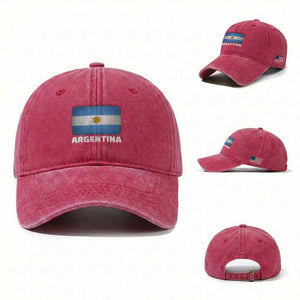 Vintage Argentina Flag Sun of May Argentinian Souvenir Washed Cotton Baseball Cap TS11 Washed Cap Universal Fit Red Print Your Wear