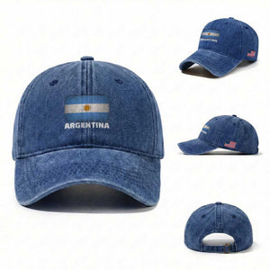 Vintage Argentina Flag Sun of May Argentinian Souvenir Washed Cotton Baseball Cap TS11 Washed Cap Universal Fit Royal Blue Print Your Wear