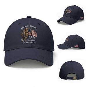 God Bless America 250 Years Of Blessings Baseball Cap US 250th Anniversary Bald Eagle American Flag TS11 Baseball Cap Universal Fit Navy Print Your Wear