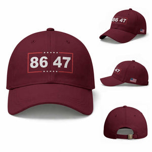 Vintage 8647 Baseball Cap US Political FDT Stars And Stripes TS11 Baseball Cap Universal Fit Maroon Print Your Wear