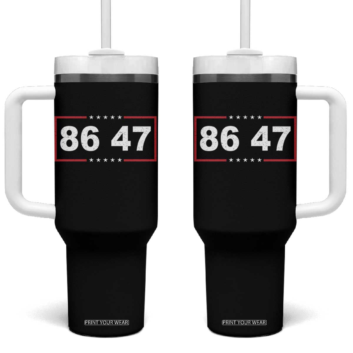 Vintage 8647 Tumbler With Handle US Political FDT Stars And Stripes TS11 One Size: 40 oz Black Print Your Wear