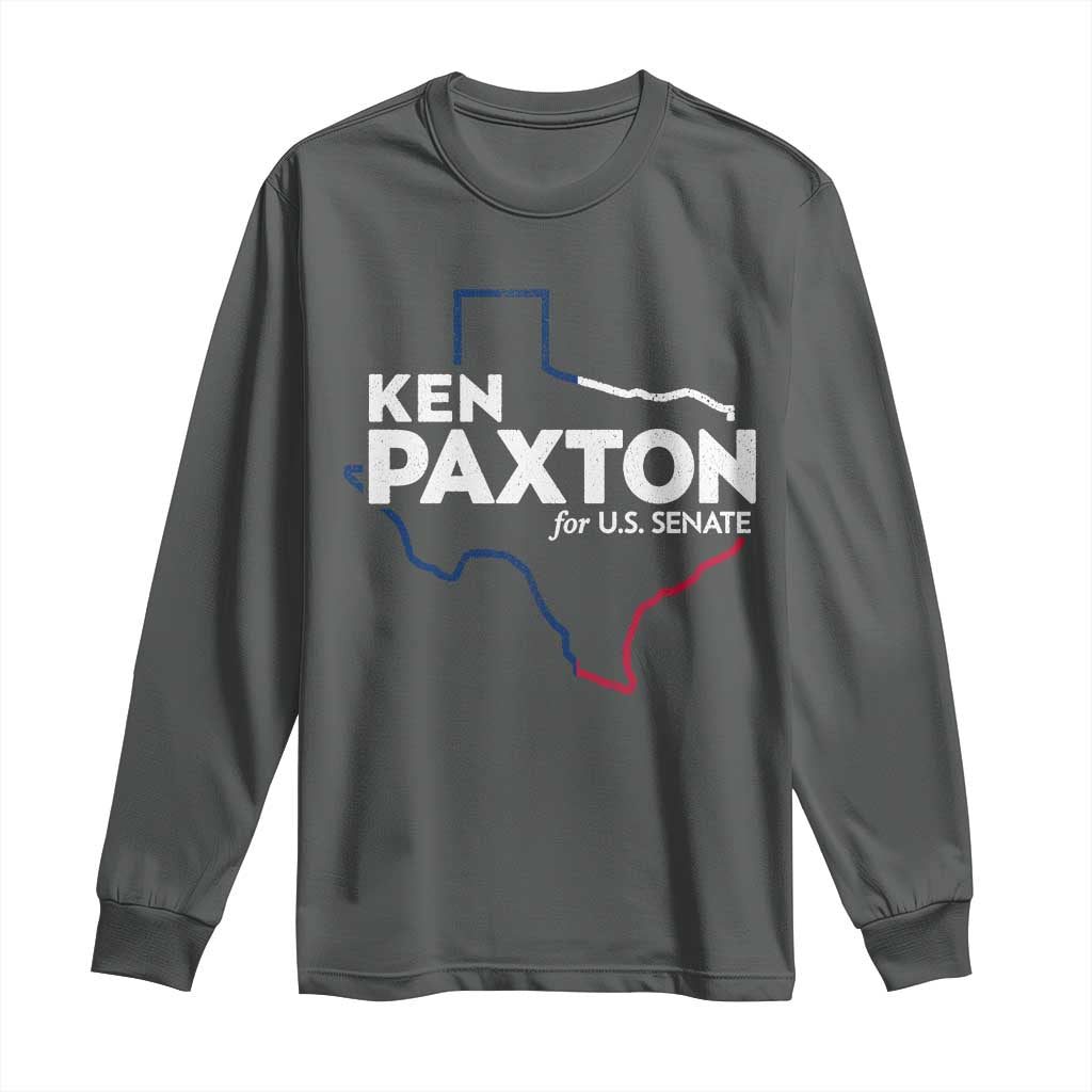Ken Paxton for US Senate Long Sleeve Shirt Texas Senate Race 2026 TS11 Dark Heather Print Your Wear