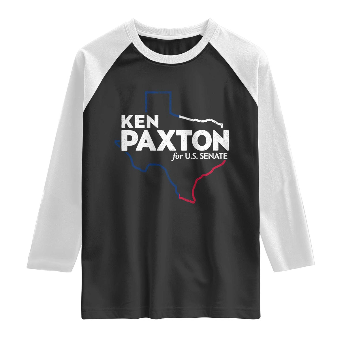 Ken Paxton for US Senate Raglan Shirt Texas Senate Race 2026 TS11 Black White Print Your Wear