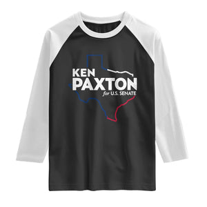 Ken Paxton for US Senate Raglan Shirt Texas Senate Race 2026 TS11 Black White Print Your Wear