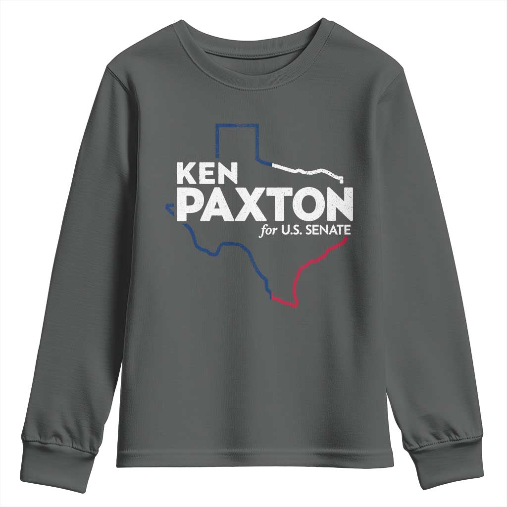 Ken Paxton for US Senate Youth Sweatshirt Texas Senate Race 2026 TS11 Dark Heather Print Your Wear