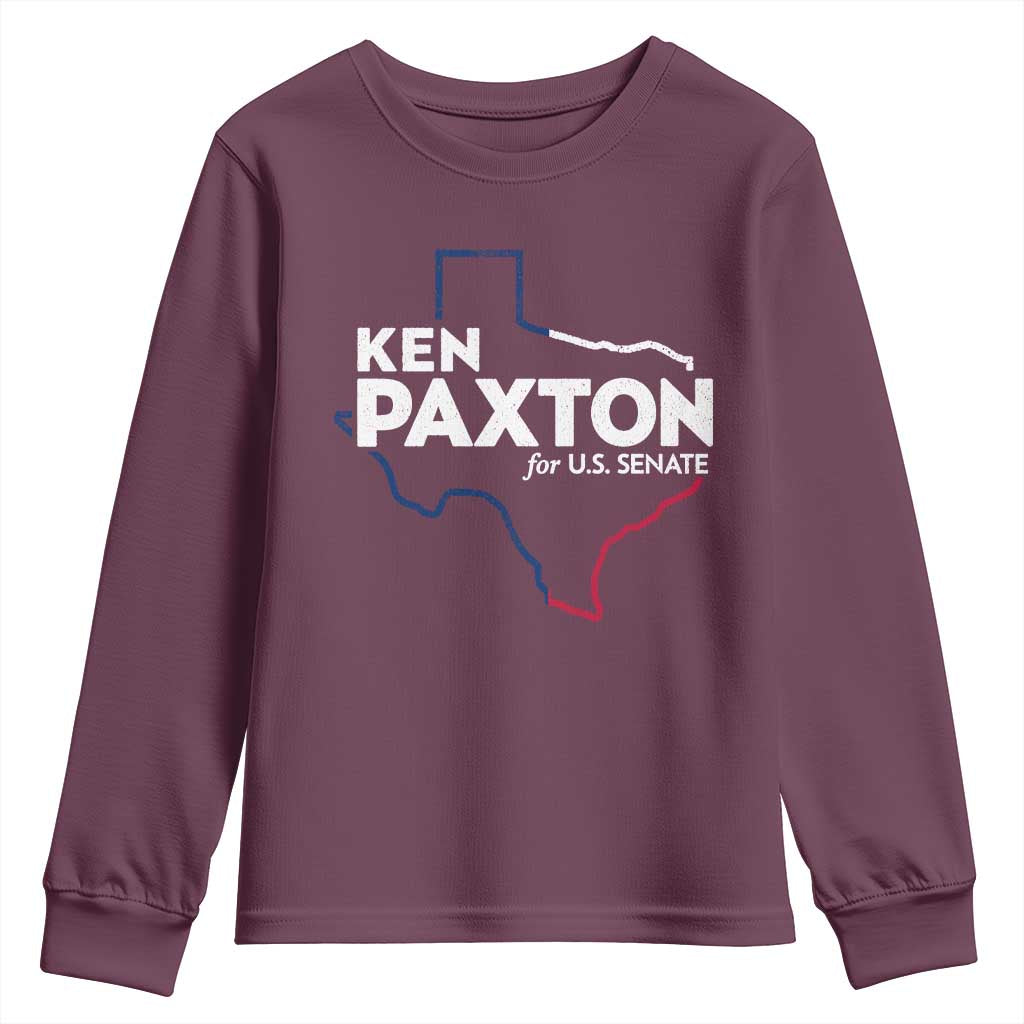Ken Paxton for US Senate Youth Sweatshirt Texas Senate Race 2026 TS11 Maroon Print Your Wear