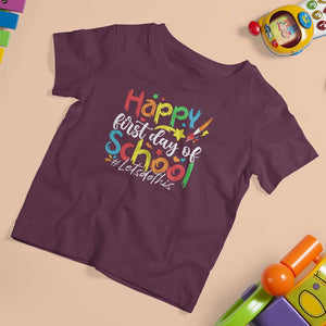 Happy First Day Of School T Shirt For Kid Artists Brushes Art Class TS11 Maroon Print Your Wear