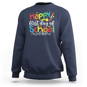 Happy First Day Of School Sweatshirt Artists Brushes Art Class TS11 Navy Print Your Wear