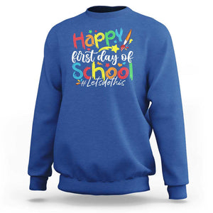 Happy First Day Of School Sweatshirt Artists Brushes Art Class TS11 Royal Blue Print Your Wear