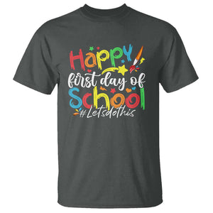 Happy First Day Of School T Shirt Artists Brushes Art Class TS11 Dark Heather Print Your Wear