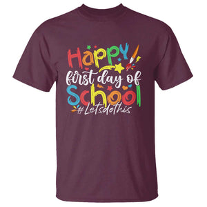 Happy First Day Of School T Shirt Artists Brushes Art Class TS11 Maroon Print Your Wear