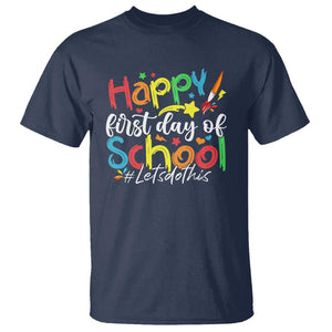 Happy First Day Of School T Shirt Artists Brushes Art Class TS11 Navy Print Your Wear