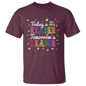 Literature Book Reading T Shirt Today A Reader Tomorrow A Leader TS11 Maroon Print Your Wear