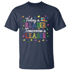 Literature Book Reading T Shirt Today A Reader Tomorrow A Leader TS11 Navy Print Your Wear