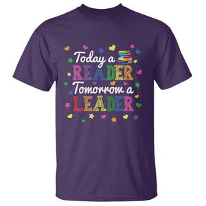 Literature Book Reading T Shirt Today A Reader Tomorrow A Leader TS11 Purple Print Your Wear