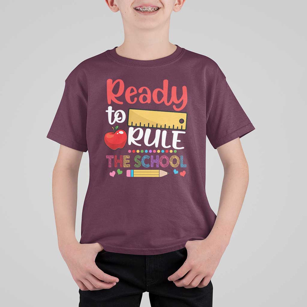 Ready To Rule The School T Shirt For Kid First Day Of School Ruler TS11 Maroon Print Your Wear