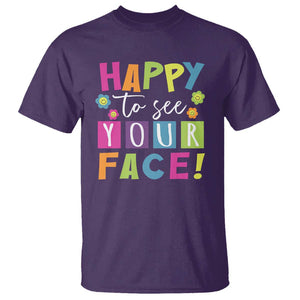 First Day Of School T Shirt Happy To See Your Face Note Flower TS11 Purple Print Your Wear