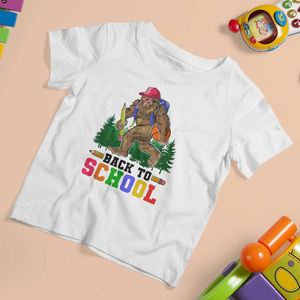 Funny Back To School Bigfoot T Shirt For Kid Backpack Pencil Basketball TS11 White Print Your Wear