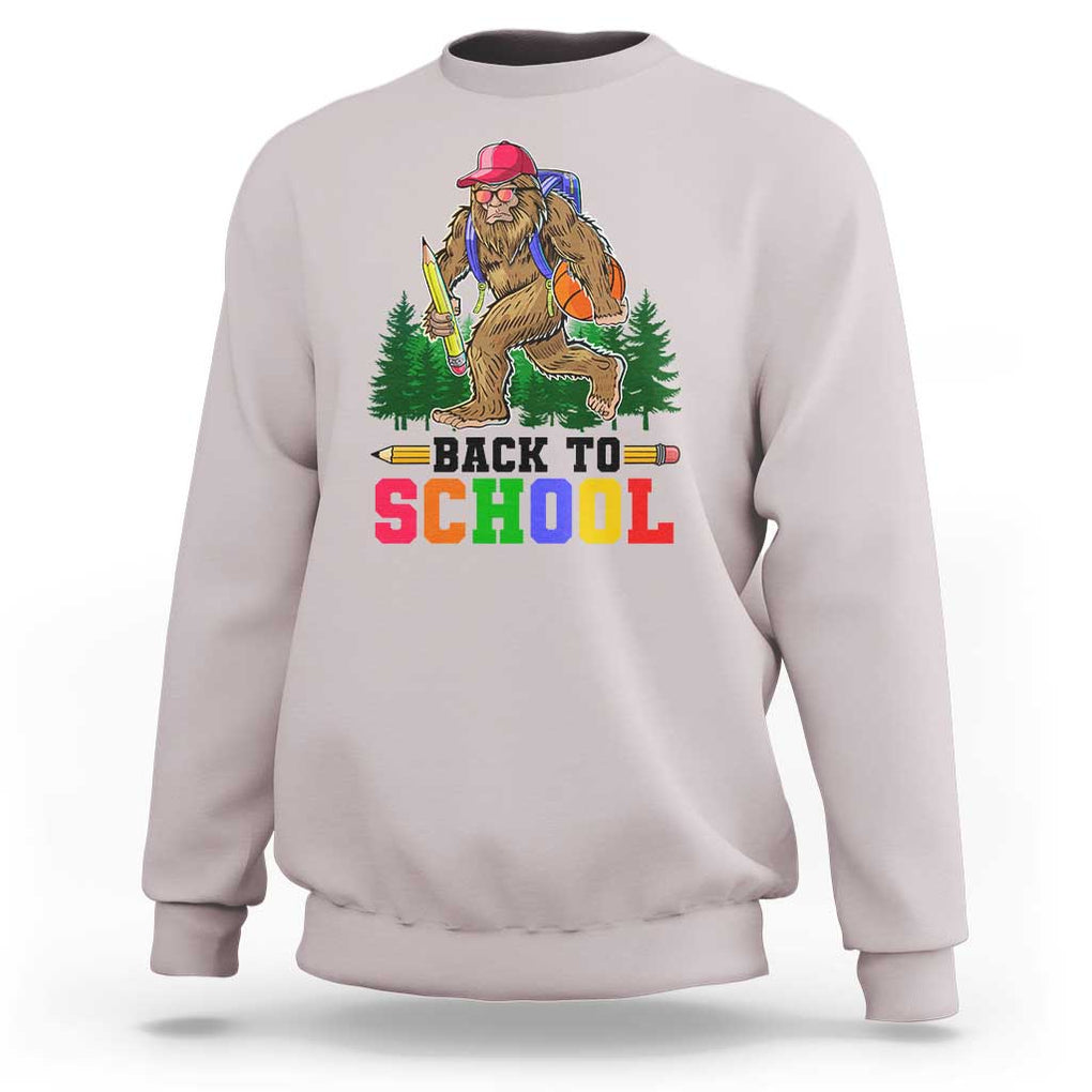 Funny Back To School Bigfoot Sweatshirt Backpack Pencil Basketball TS11 Ice Gray Print Your Wear