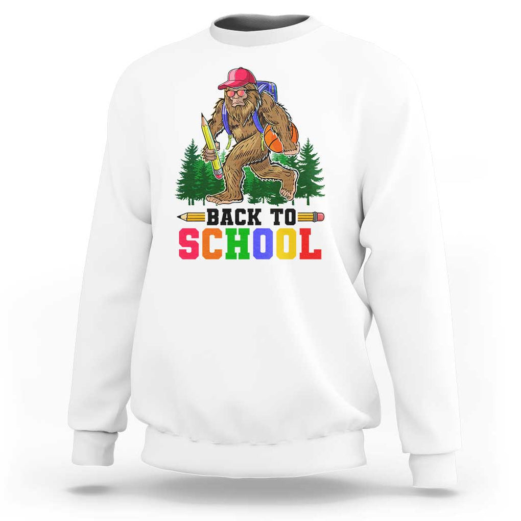 Funny Back To School Bigfoot Sweatshirt Backpack Pencil Basketball TS11 White Print Your Wear