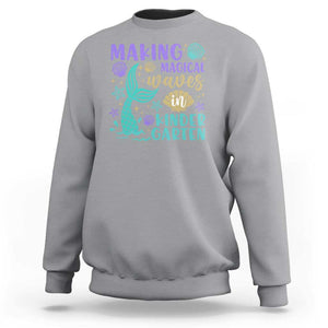 Making Magical Waves In Kindergarten Sweatshirt Mythical Mermaid Seashell Starfish TS11 Sport Gray Print Your Wear