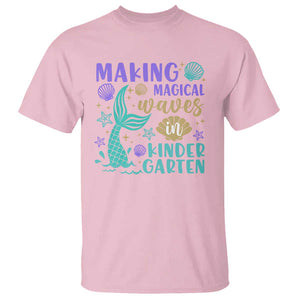 Making Magical Waves In Kindergarten T Shirt Mythical Mermaid Seashell Starfish TS11 Light Pink Print Your Wear