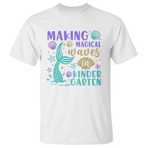 Making Magical Waves In Kindergarten T Shirt Mythical Mermaid Seashell Starfish TS11 White Print Your Wear