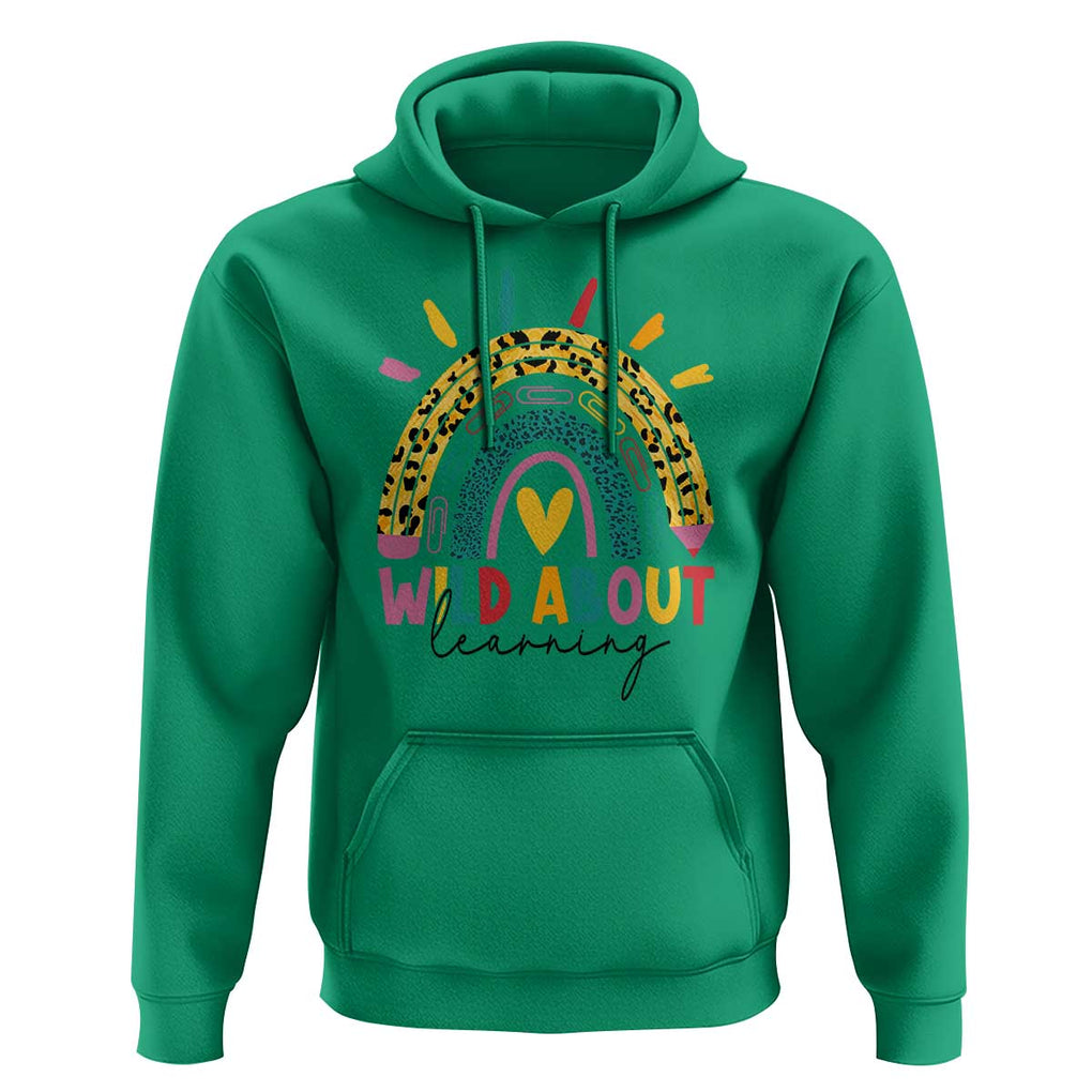 Back To School Hoodie Wild About Learning Leopard Rainbow TS11 Irish Green Print Your Wear