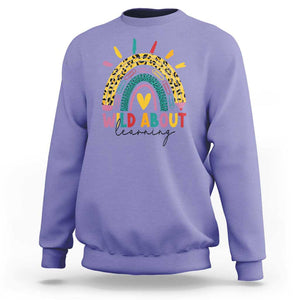 Back To School Sweatshirt Wild About Learning Leopard Rainbow TS11 Violet Print Your Wear