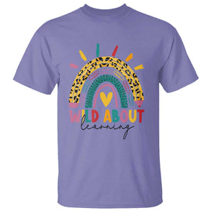 Back To School T Shirt Wild About Learning Leopard Rainbow TS11 Violet Print Your Wear