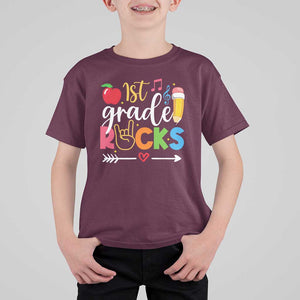 First Grade Rocks T Shirt For Kid Back To School Pencil TS11 Maroon Print Your Wear