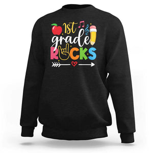 First Grade Rocks Sweatshirt Back To School Pencil TS11 Black Print Your Wear