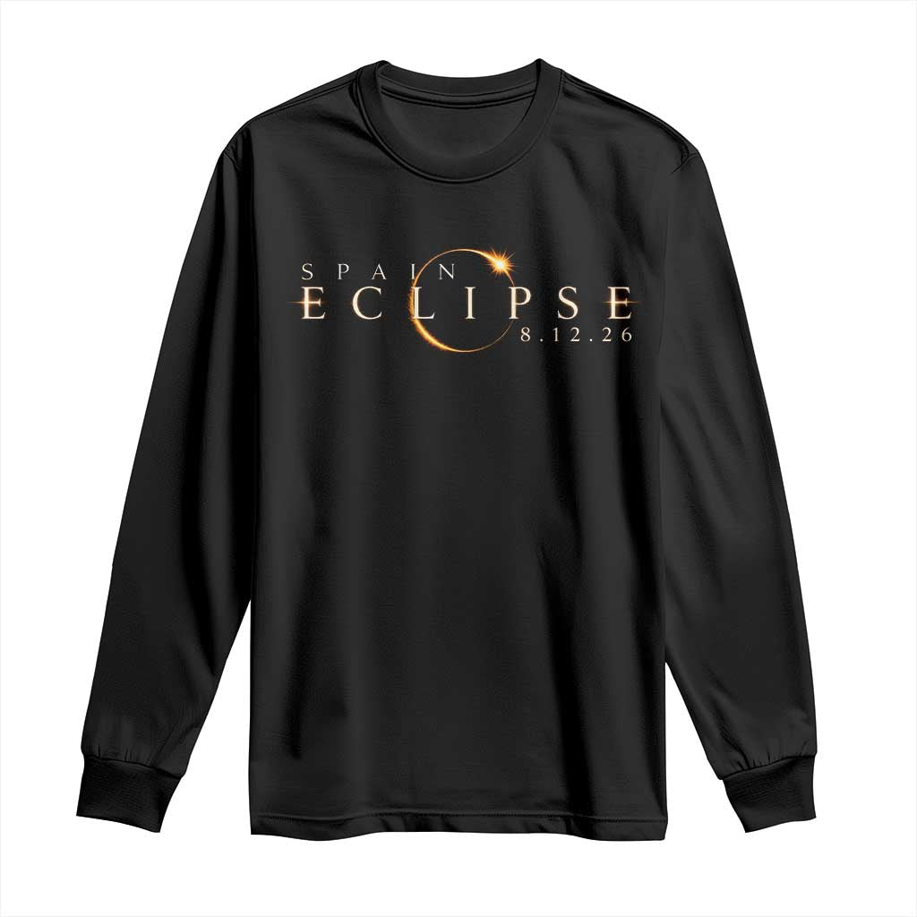 Spain Solar Eclipse 2026 Long Sleeve Shirt August 12 2026 Total Eclipse TS11 Black Print Your Wear