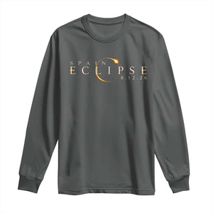 Spain Solar Eclipse 2026 Long Sleeve Shirt August 12 2026 Total Eclipse TS11 Dark Heather Print Your Wear